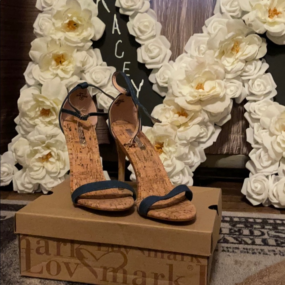 Akira denim strap heels